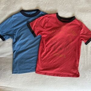 Set of 2 Kids' Red and Blue Ringer T-Shirts
